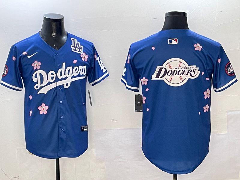 Men Los Angeles Dodgers Blank Blue Sakura Edition 2025 Nike MLB Jersey style 26->los angeles dodgers->MLB Jersey